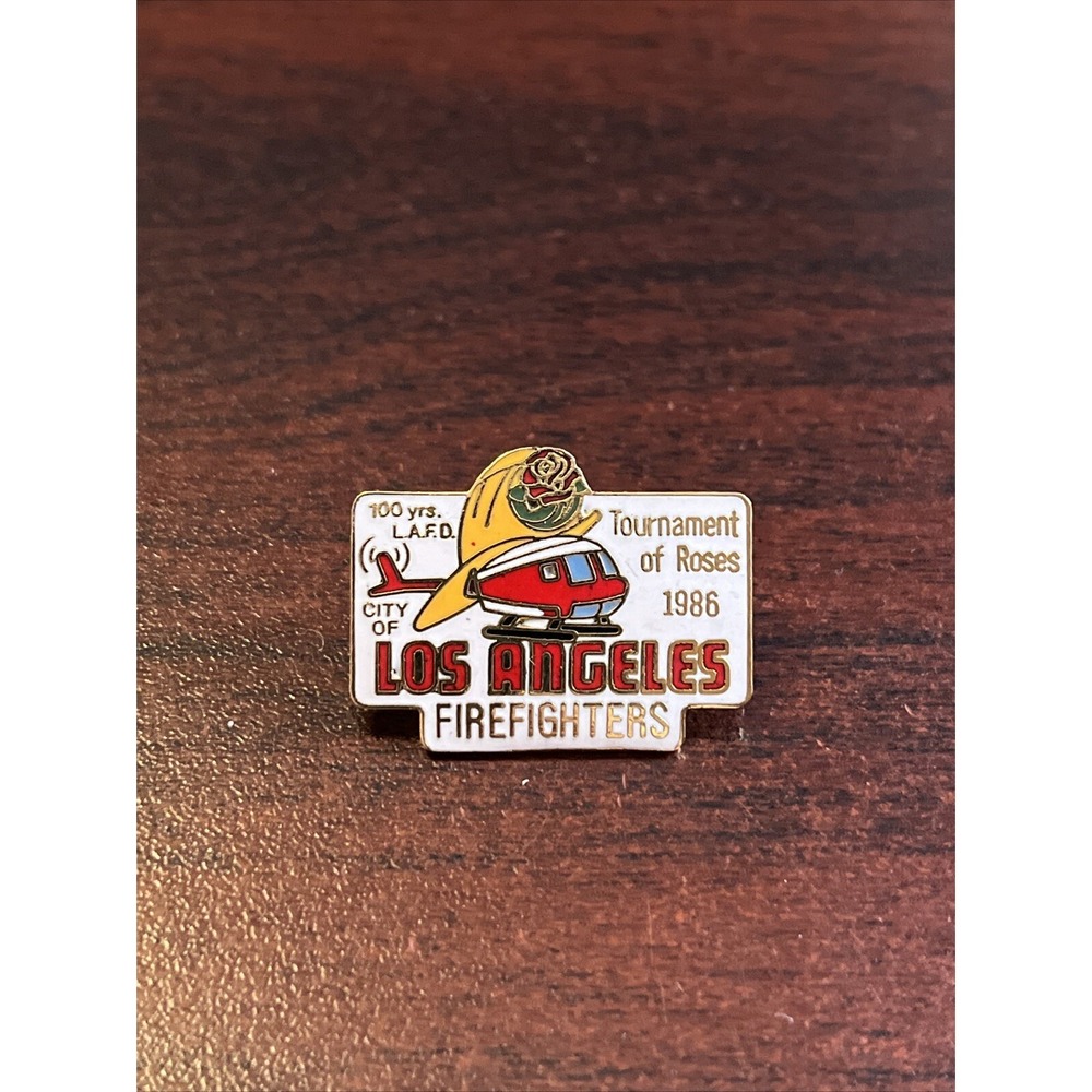 Vintage 1986 Tournament Of Roses LA Firefighters‎ Lapel Hat Pin